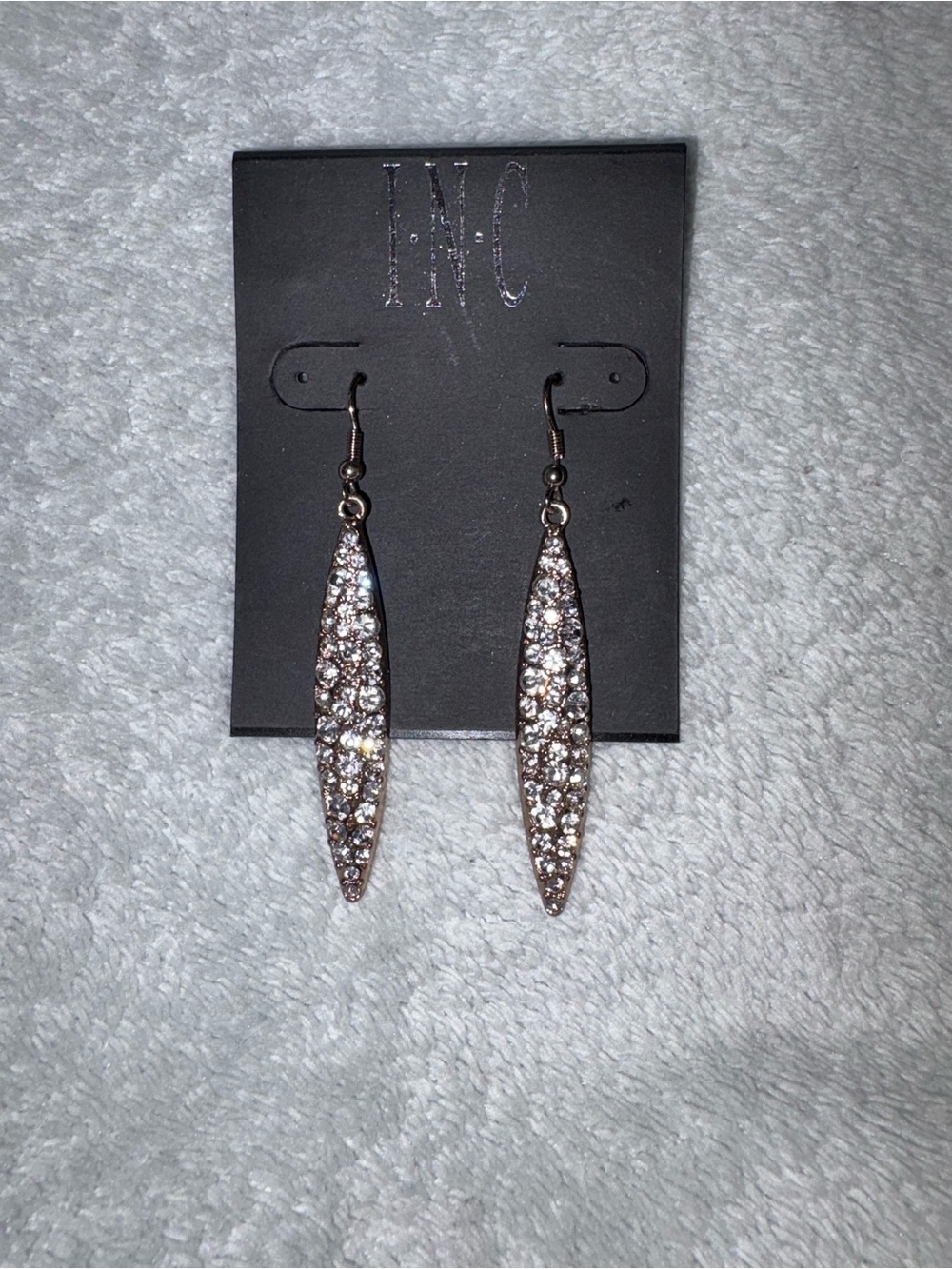 INC International Concepts Rose Gold Crystal Elongated Drop Earrings